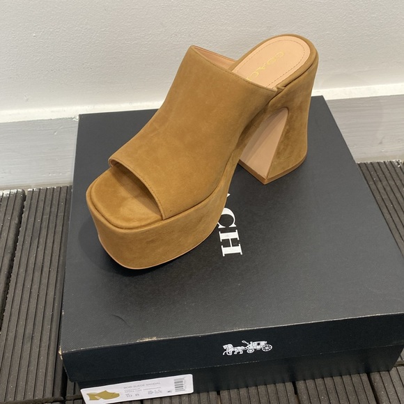 Coach Suede Platform Mules, Size 10 - Picture 5 of 6